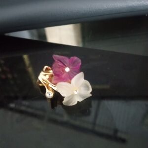 Rare Dior Gold Earring with Purple and Cream Floral Design